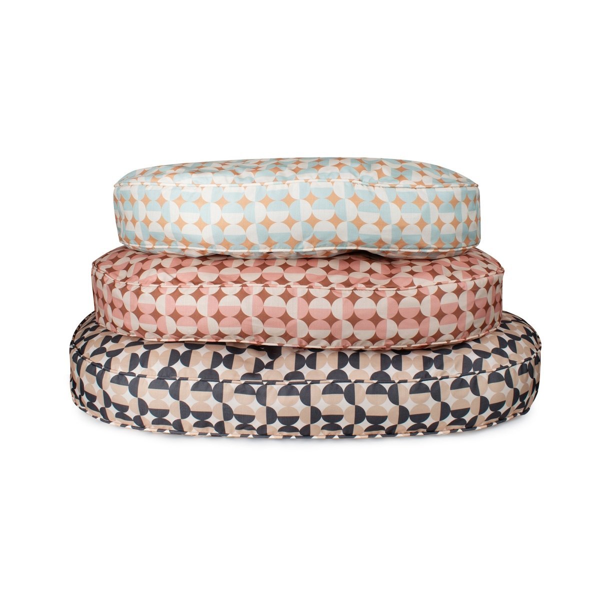 Oval Lounger Bed | Modern Geo Bolstered Dog Bed with Washable Cover & Plush Loft Fill