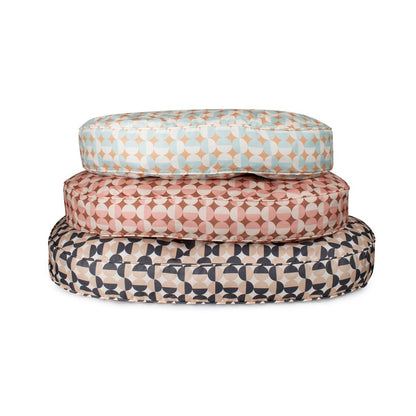 Oval Lounger Bed | Modern Geo Bolstered Dog Bed with Washable Cover & Plush Loft Fill