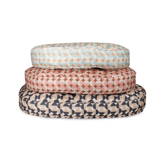 Oval Lounger Bed | Modern Geo Bolstered Dog Bed with Washable Cover & Plush Loft Fill