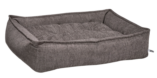 Sterling Lounge Bed Charcoal – Low-Profile Dog Bed with Pinched Edge Trim, One-Piece Attached Cushion, Removable Washable Cover, Premium Upholstery Fabric & Supportive Fiber Fill