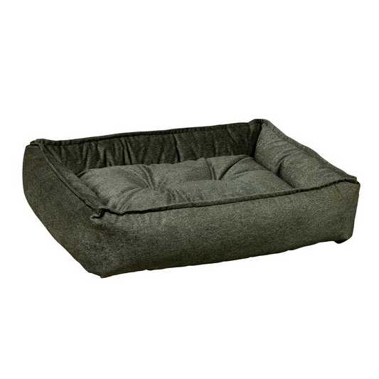 Sterling Lounge Dog Bed – Moss Green Upholstery-Grade Fabric with Pinched Edge Trim, High-Memory Fiber Fill, Machine Washable