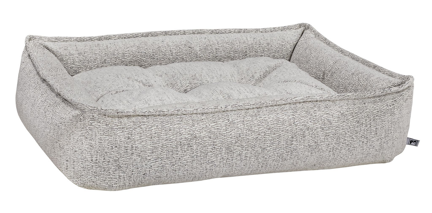 Sterling Lounge Dog Bed – Seagull Gray Upholstery-Grade Fabric with Pinched Edge Trim, High-Memory Fiber Fill, Machine Washable