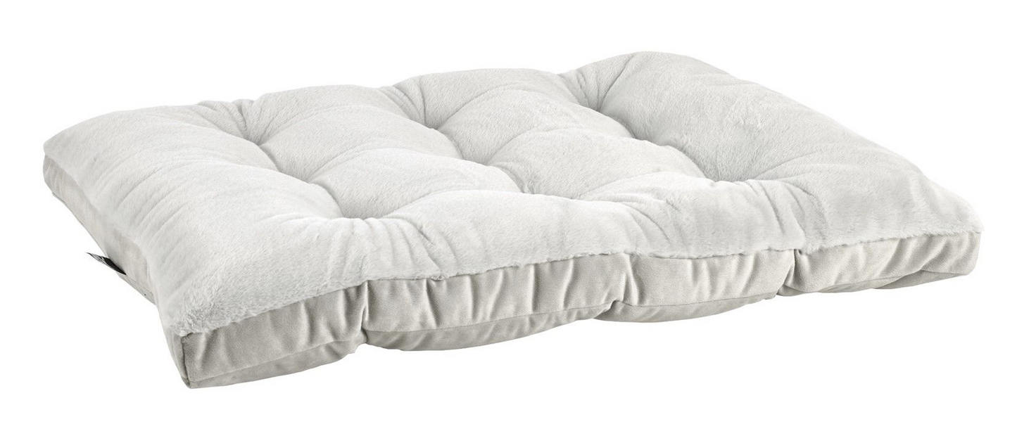 Dream Futon Dog Bed – Reversible Cloud Faux Fur & Upholstery Fabric with Circle Tufting, High-Memory Fiber Fill, Machine Washable
