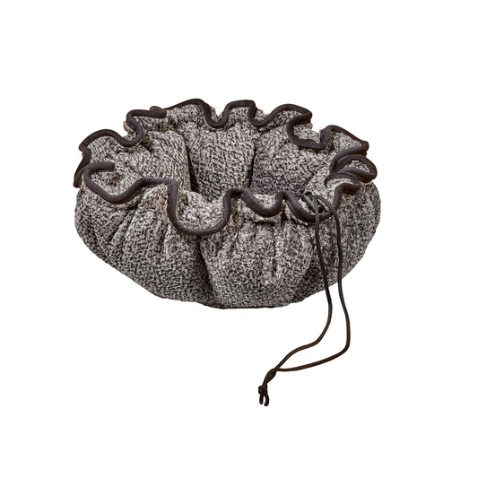 Buttercup Pet Bed – Convertible Grey Owl Upholstery Fabric Nest for Cats & Small Dogs, Reversible & Machine Washable