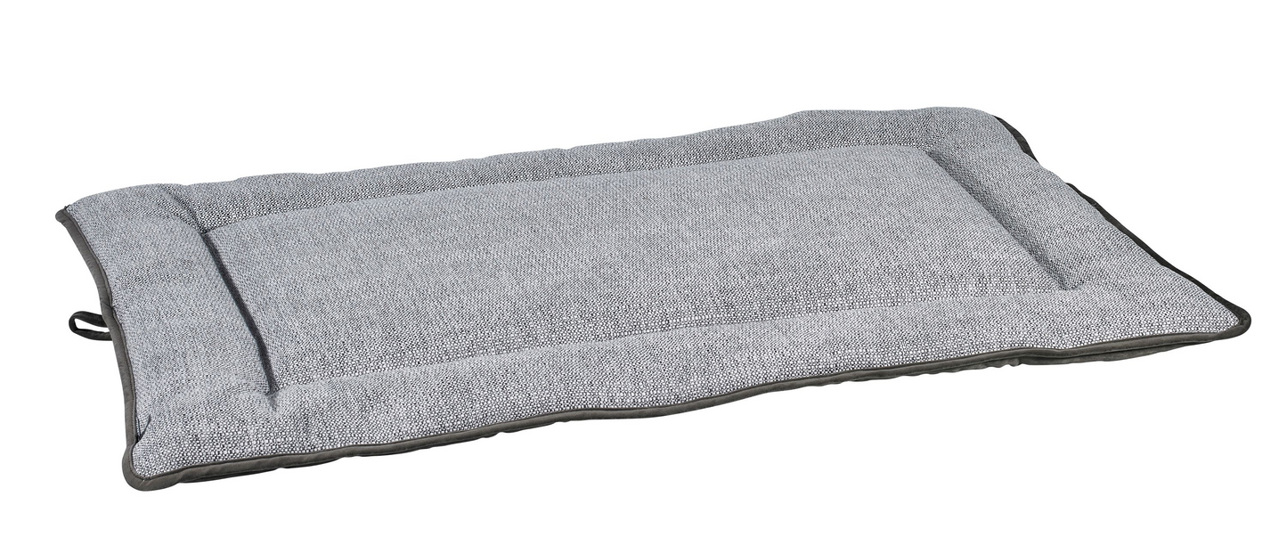 Cosmopolitan Dog Mat – Allumina Two-Tone Reversible Travel & Home Mat with Raised Border, Upholstery Fabric, Machine Washable