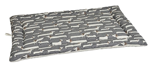 Cosmopolitan Dog Mat – Dashing Dogs Print Reversible Travel & Home Mat with Raised Border, Upholstery Fabric, Machine Washable