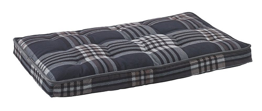 Luxury Crate Mattress – Greystone Tartan Dual-Layer Fiber & Foam Support, Durable Upholstery Fabric, Low Profile Dog Bed for Home or Crate