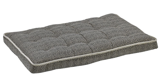 Luxury Crate Mattress – Herringbone Dual-Layer Fiber & Foam Support, Durable Upholstery Fabric, Low Profile Dog Bed for Home or Crate