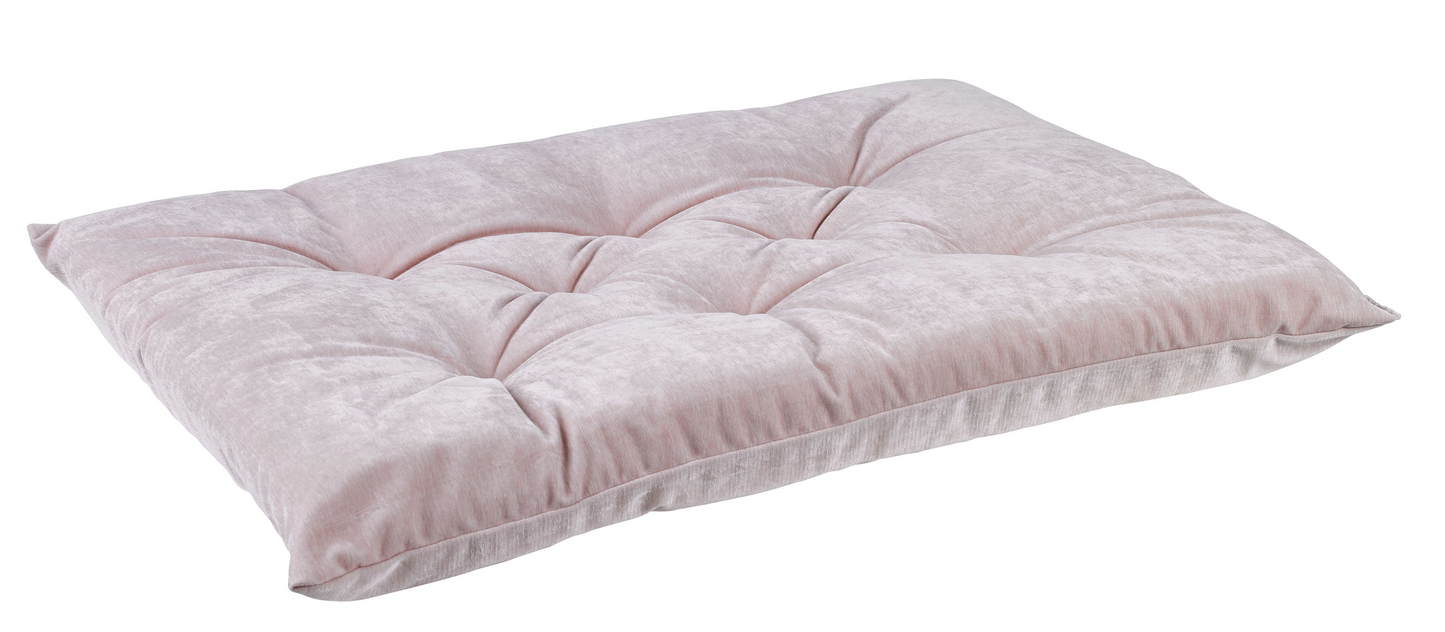 Tufted Dog Crate Cushion – Blush Upholstery Fabric, High-Memory Polyester Fiber, Machine Washable, Versatile Crate or Lounge Mat