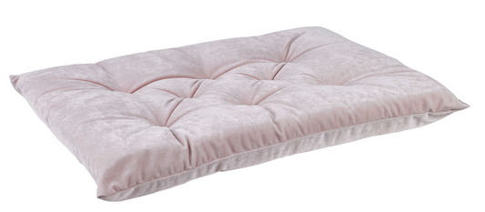 Tufted Dog Crate Cushion – Blush Upholstery Fabric, High-Memory Polyester Fiber, Machine Washable, Versatile Crate or Lounge Mat