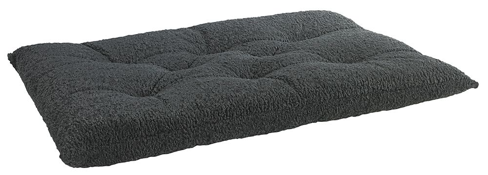 Tufted Dog Crate Cushion – Grey Sheepskin Upholstery Fabric, High-Memory Polyester Fiber, Machine Washable, Versatile Crate or Lounge Mat