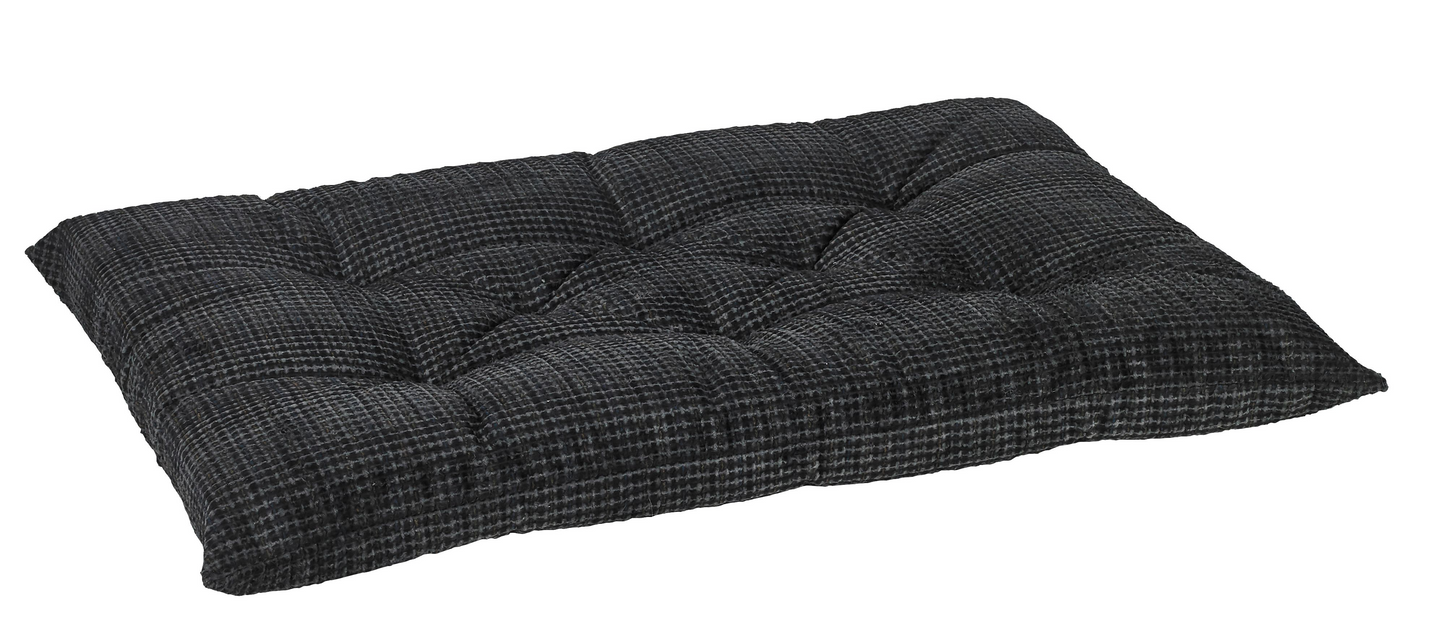 Tufted Dog Crate Cushion – Iron Mountain Upholstery Fabric, High-Memory Polyester Fiber, Machine Washable, Versatile Crate or Lounge Mat