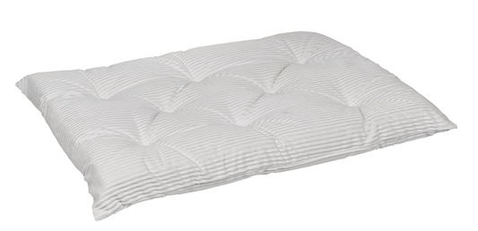 Tufted Dog Bed Cushion – Marshmallow White Upholstery-Grade Fabric, High-Memory Fiber Fill, Machine Washable, Fits Donut Bed or Crate