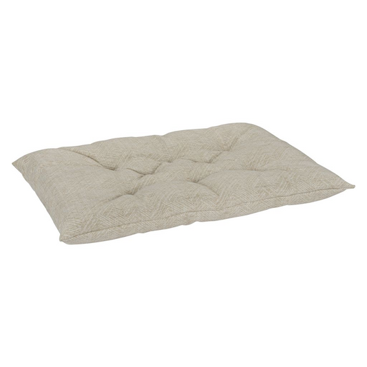 Tufted Dog Bed Cushion – Natura Beige Upholstery-Grade Fabric, High-Memory Fiber Fill, Machine Washable, Fits Donut Bed or Crate