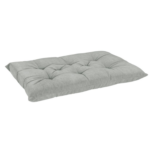 Tufted Dog Bed Cushion – Oyster Gray Upholstery-Grade Fabric, High-Memory Fiber Fill, Machine Washable, Fits Donut Bed or Crate