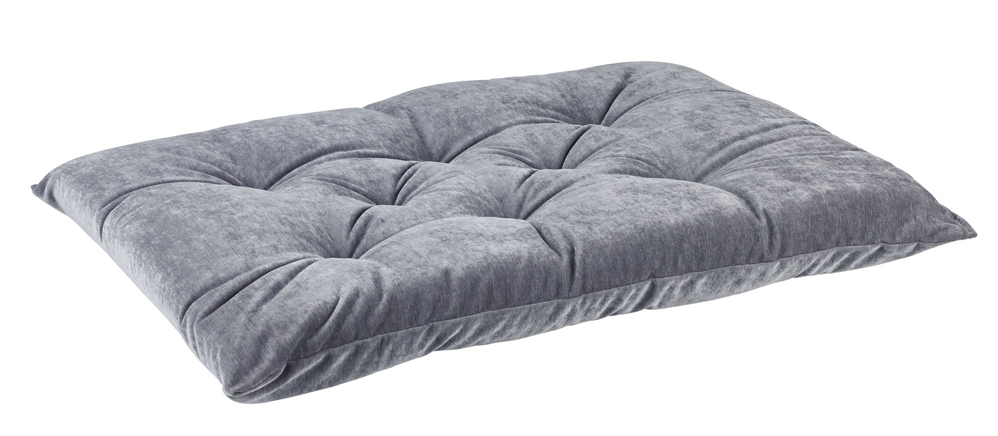 Tufted Dog Bed Cushion – Pumice Gray Upholstery-Grade Fabric, High-Memory Fiber Fill, Machine Washable, Fits Donut Bed or Crate