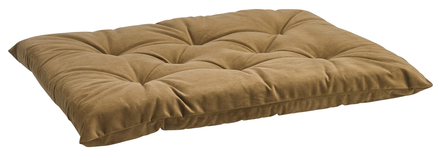 Tufted Dog Bed Cushion – Toffee Brown Upholstery-Grade Fabric, High-Memory Fiber Fill, Machine Washable, Fits Donut Bed or Crate