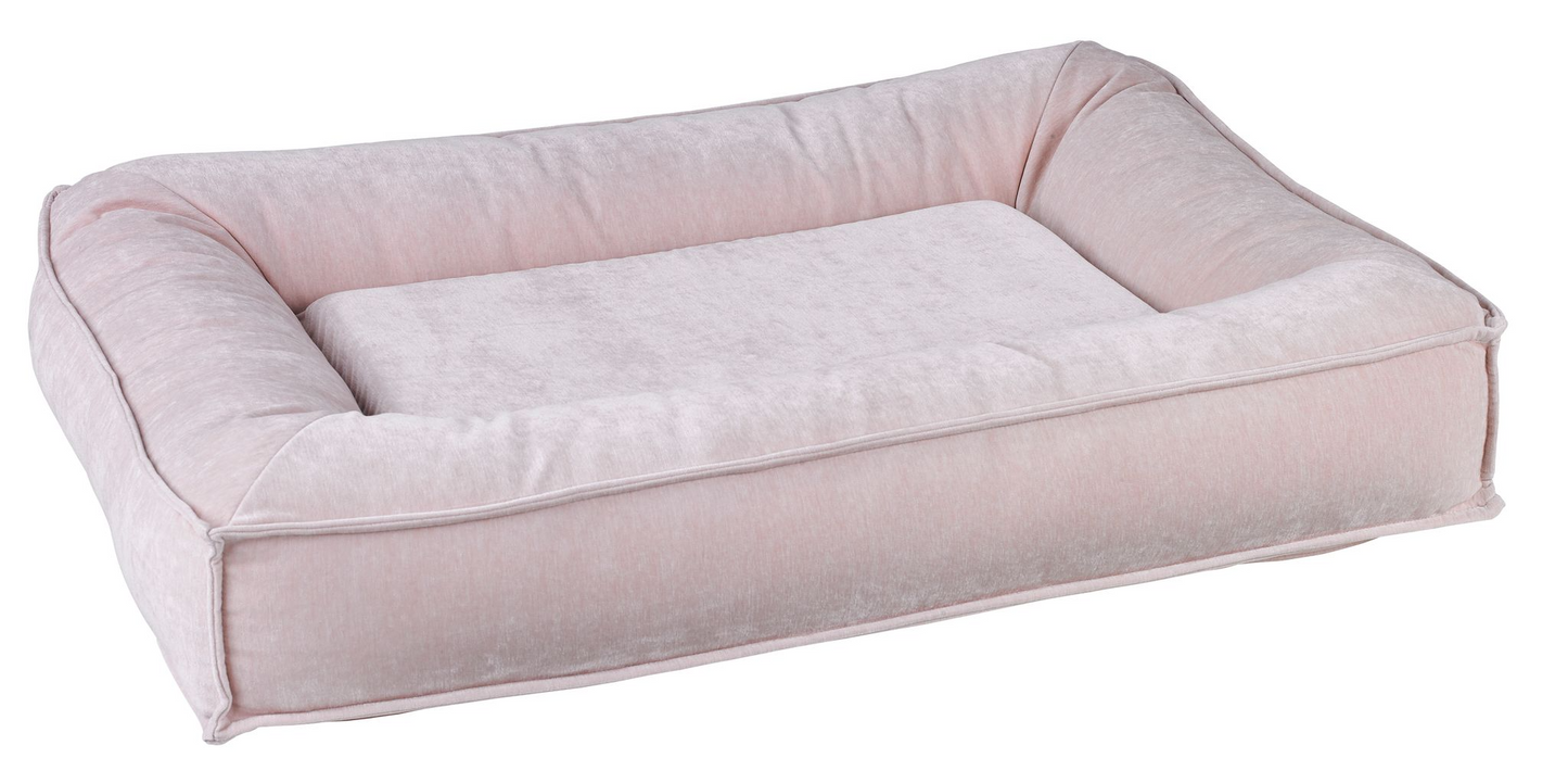 Divine Futon Blush Dog Bed – Low-Profile Upholstery Fabric with Overstuffed Bolsters & Cool Gel Memory Foam Cushion, Removable Washable Cover, Ideal for Large Breed Dogs