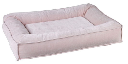 Divine Futon Blush Dog Bed – Low-Profile Upholstery Fabric with Overstuffed Bolsters & Cool Gel Memory Foam Cushion, Removable Washable Cover, Ideal for Large Breed Dogs