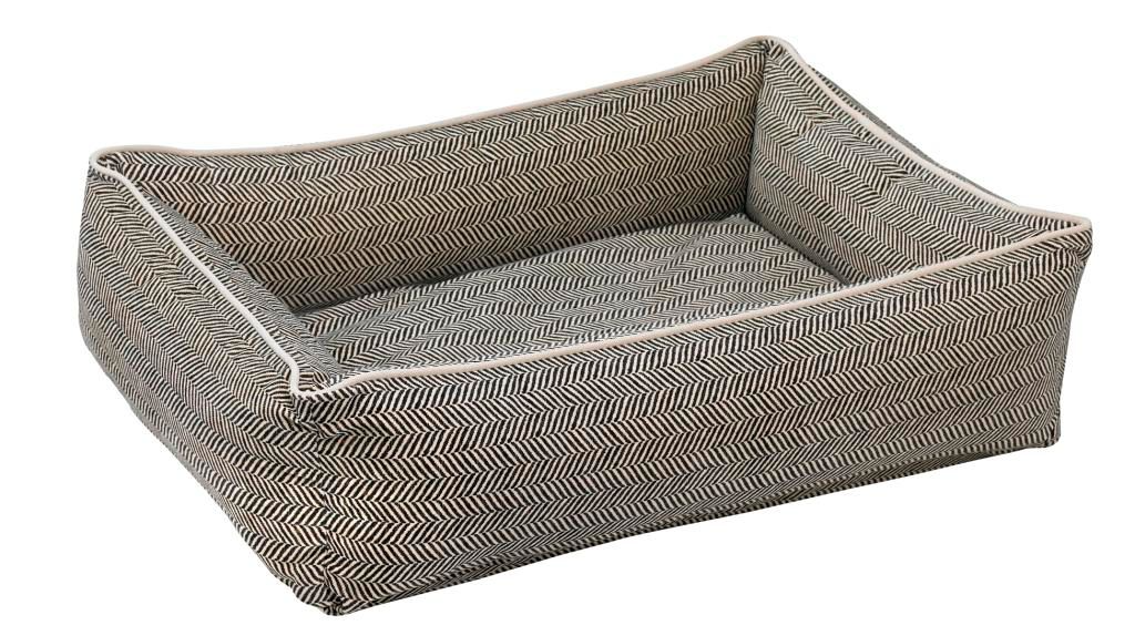 Urban Lounger Dog Bed – Herringbone with Zippered Removable Washable Cover, Orthopaedic Fibre Topped Insert, High-Memory Polyester Bolster, Durable Upholstery, Sleek Modern Design