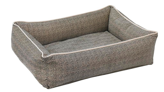 Urban Lounger Dog Bed – Herringbone with Zippered Removable Washable Cover, Orthopaedic Fibre Topped Insert, High-Memory Polyester Bolster, Durable Upholstery, Sleek Modern Design