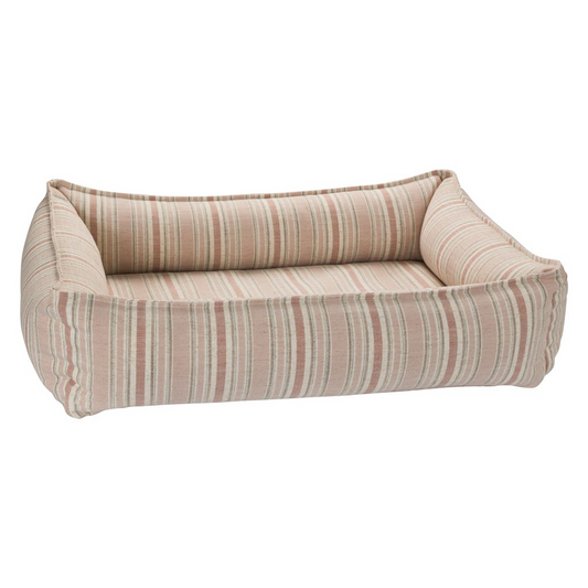 Urban Lounger Dog Bed – Sanibel Stripe with Orthopaedic Fibre-Topped Bottom Insert, Zippered Removable Washable Cover, High-Memory Polyester Bolster, Durable Upholstery, Sleek Modern Design