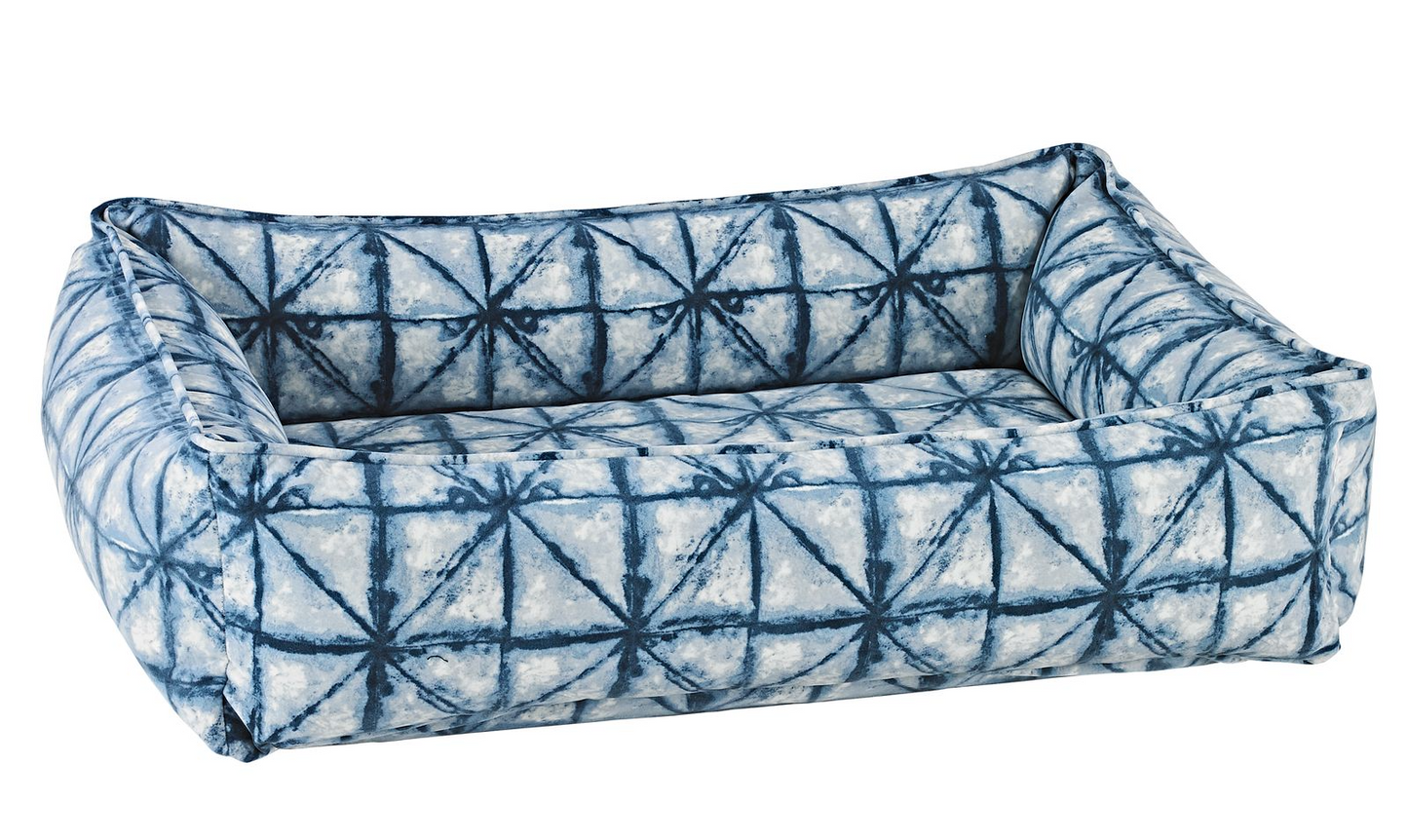 Urban Lounger Dog Bed – Shibori with Orthopaedic Fibre-Topped Bottom Insert, Zippered Removable Washable Cover, High-Memory Polyester Bolster, Durable Upholstery, Sleek Modern Design