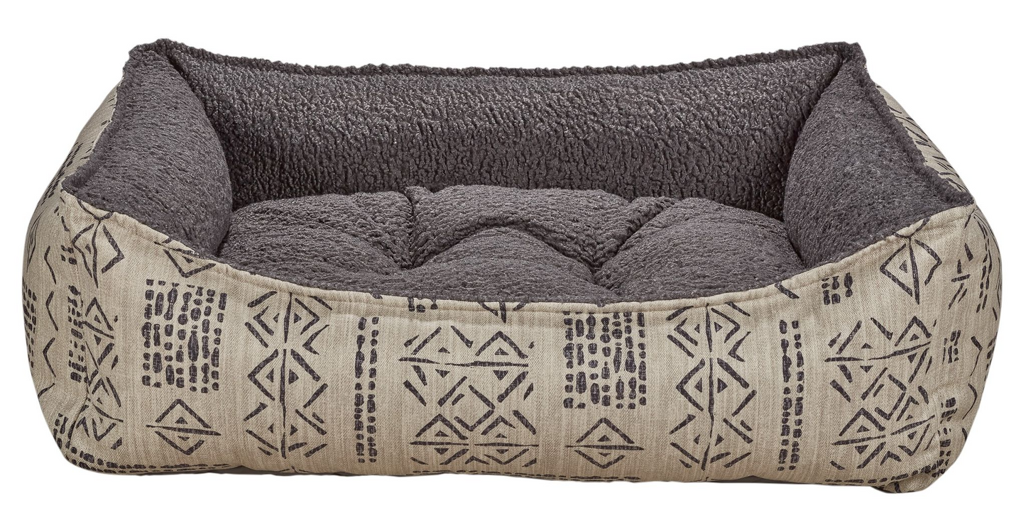 Scoop Mayan Dog Bed – Two-Tone Upholstery Fabric with Scooped Front, Removable Washable Cover & Cushion, Supportive Fiber Fill, Ideal for Older or Arthritic Dogs