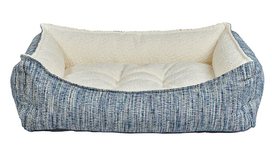 Scoop Portofino Dog Bed – Two-Tone Upholstery Fabric with Scooped Front, Removable Washable Cover & Cushion, Supportive Fiber Fill, Ideal for Older or Arthritic Dogs