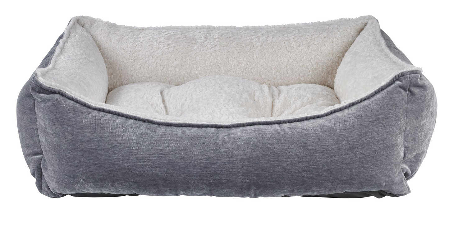 Scoop Pumice Dog Bed – Two-Tone Upholstery Fabric with Scooped Front, Removable Washable Cover & Cushion, Supportive Fiber Fill, Ideal for Older or Arthritic Dogs