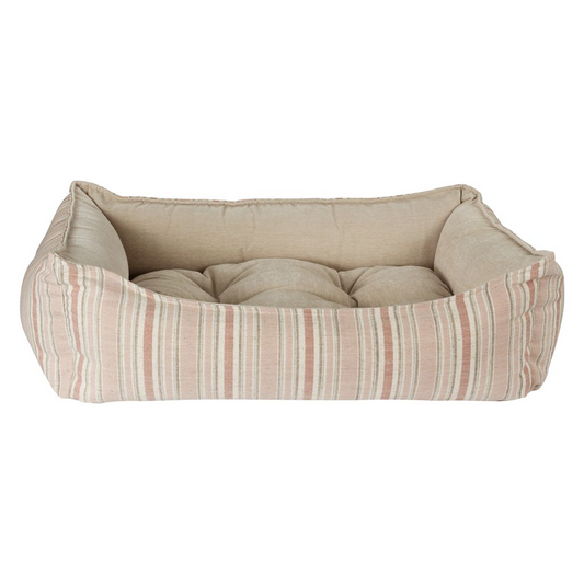 Scoop Sanibel Stripe Dog Bed – Striped Two-Tone Upholstery Fabric with Scooped Front, Removable Washable Cover & Cushion, Supportive Fiber Fill, Ideal for Older or Arthritic Dogs