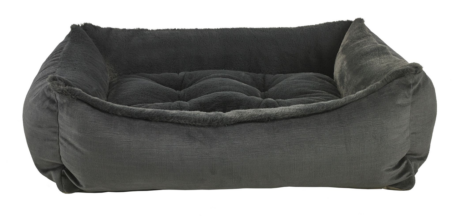 Scoop Winter White Dog Bed – Two-Tone Upholstery Fabric with Scooped Front, Removable Washable Cover & Cushion, Supportive Fiber Fill, Ideal for Older or Arthritic Dogs