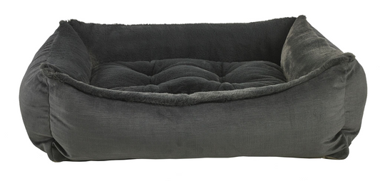 Scoop Winter White Dog Bed – Two-Tone Upholstery Fabric with Scooped Front, Removable Washable Cover & Cushion, Supportive Fiber Fill, Ideal for Older or Arthritic Dogs