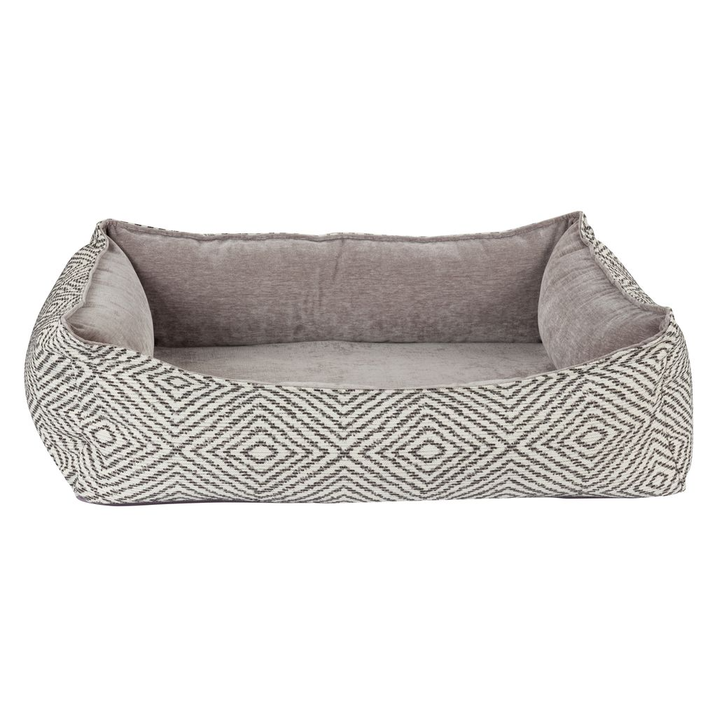 Oslo Ortho Bed Diamondback – Two-Tone Upholstery Fabric with Scooped Front, Cool Gel Memory Foam Cushion, Removable Washable Cover, Supportive Bolster, Ideal for Comfort & Temperature Regulation