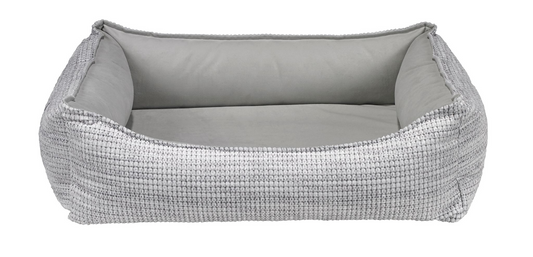 Oslo Ortho Bed Glacier – Two-Tone Upholstery Fabric with Scooped Front, Cool Gel Memory Foam Cushion, Removable Washable Cover, Supportive Bolster, Ideal for Comfort & Temperature Regulation