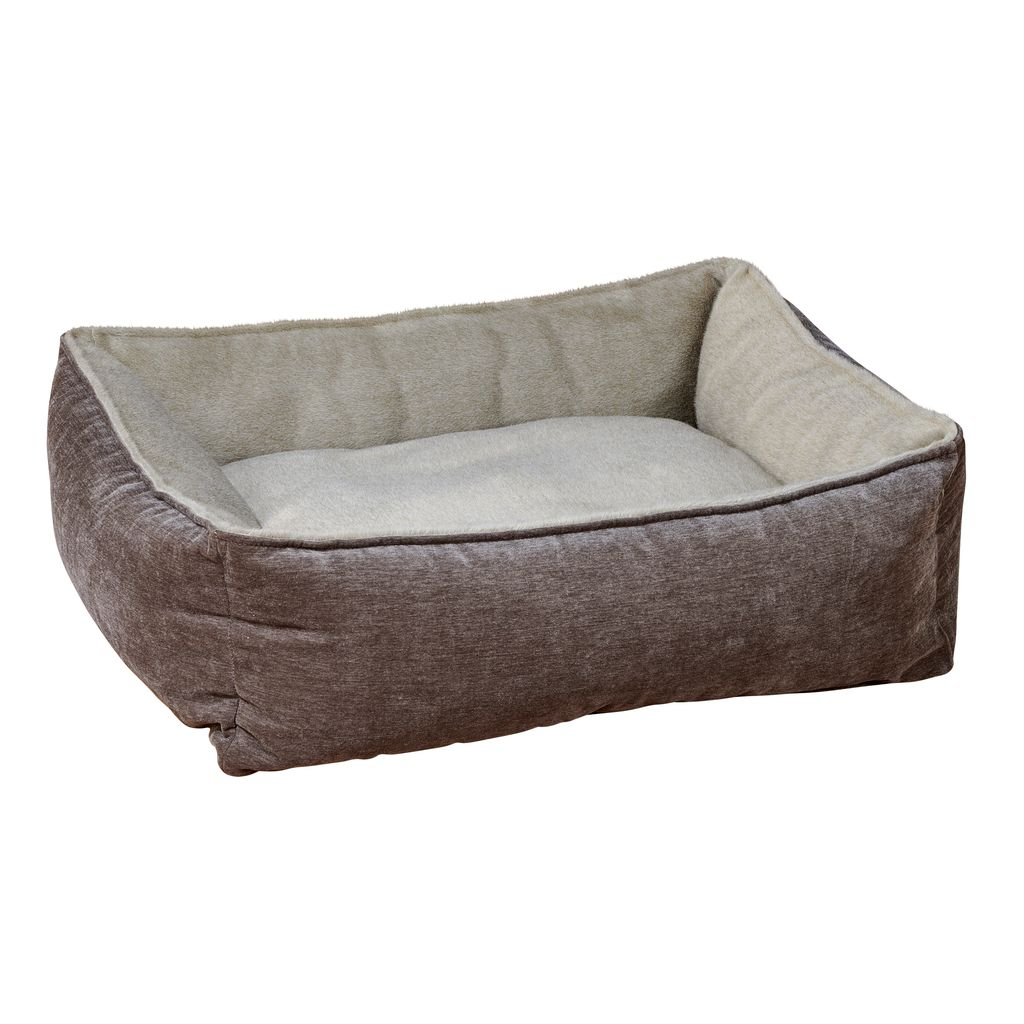 B-Lounge Dog Bed – Fawn Natural Cotton or Deluxe Faux Fur, Zippered Removable Washable Cover, High-Memory Polyester Fiber Cushion, Versatile Crate or Travel Mat