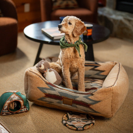 Pendleton Berber Kuddler | Plush Bolster Dog Bed with Recycled Fill & Washable Cover