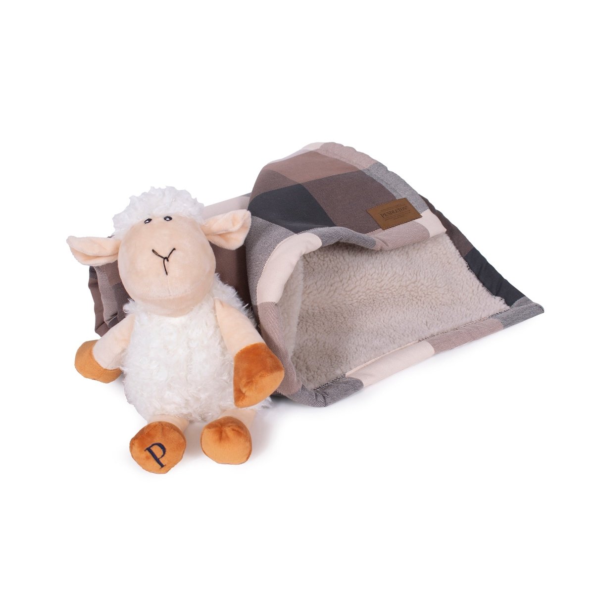 Pendleton Block Plaid Pet Throw + Lamb Gift Set | Soft Washable Blanket with Pendleton Pal Plush