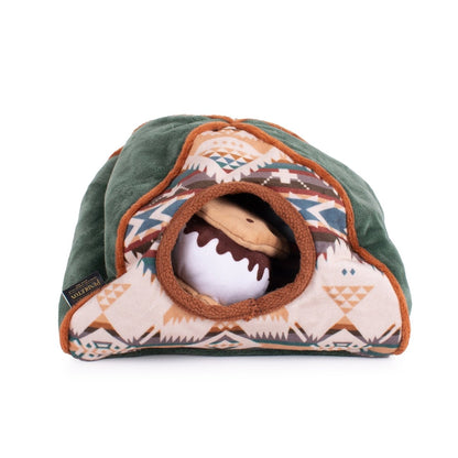 Pendleton Camp Discovery Tent Set | Plush Dog Toy with Crinkle Tent & 3 Squeaky Camping Toys