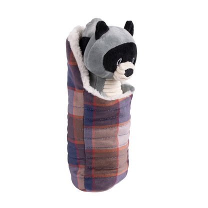 Pendleton Camp Pal Dog Plush Toy | Crinkle Sleeping Bag Toy with Removable Squeaky Fox or Raccoon