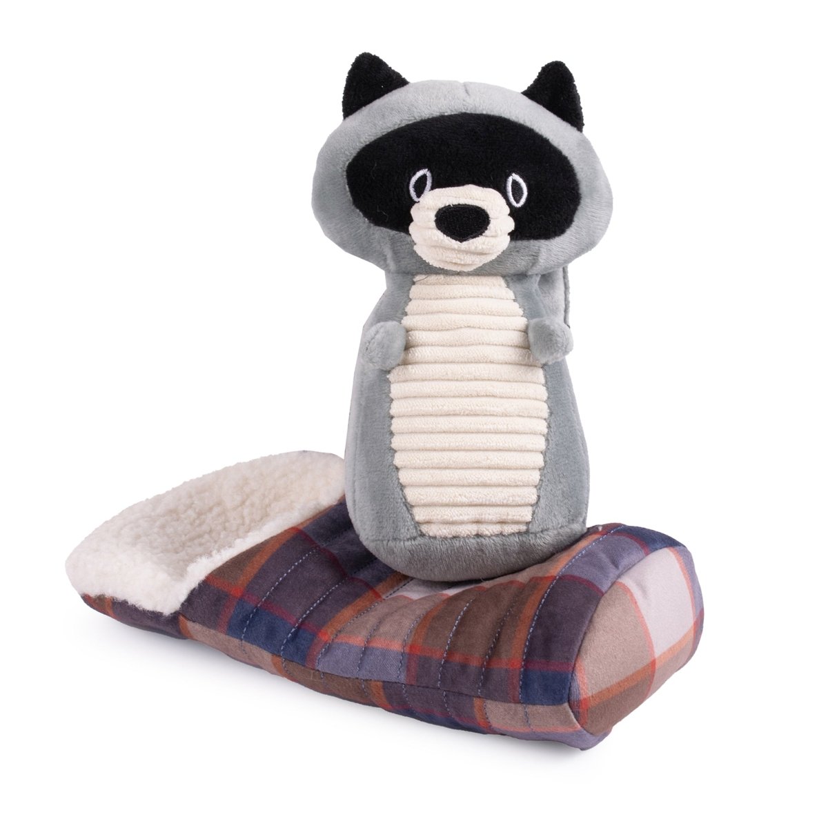 Pendleton Camp Pal Dog Plush Toy | Crinkle Sleeping Bag Toy with Removable Squeaky Fox or Raccoon