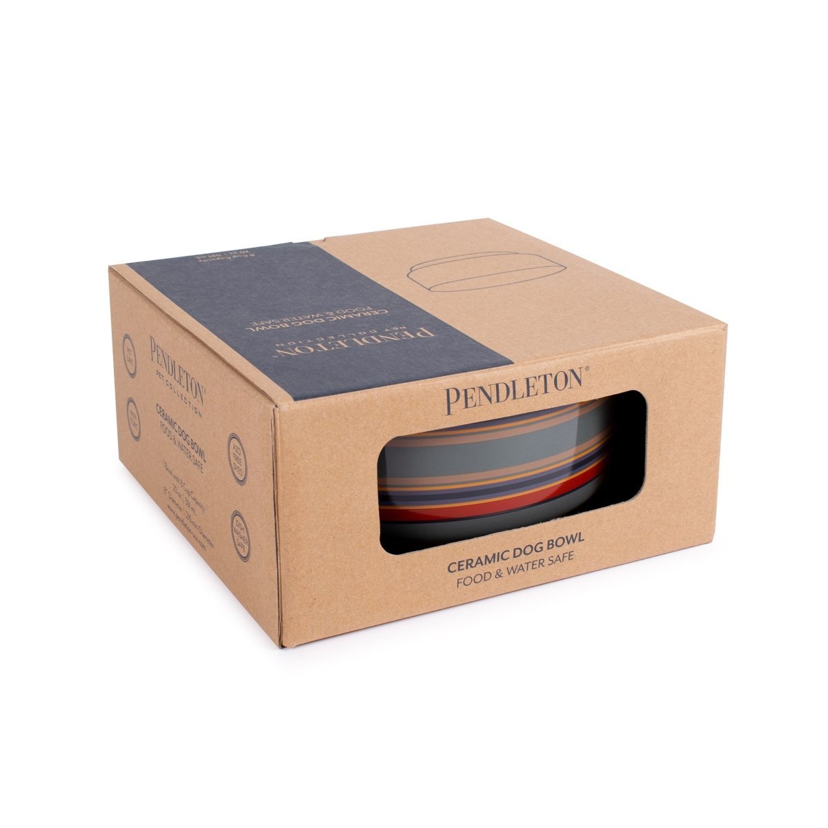 Pendleton Ceramic Food & Water Pet Bowl | Dishwasher-Safe Dog Bowl with Iconic Pendleton Motif (2 Sizes)