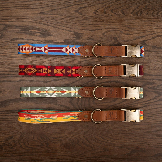 Pendleton Heritage Collar | Jacquard Webbing Dog Collar with Leather Accents & Metal Hardware (Made in USA)