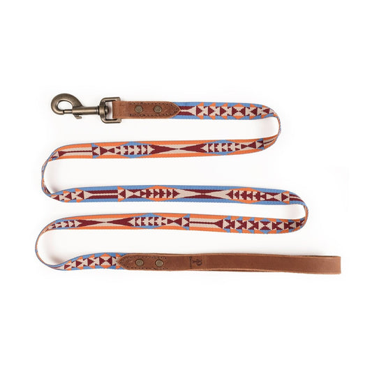 Pendleton Heritage Leash | Jacquard Webbing Lead with Water Buffalo Leather Handle & Antique Brass Hardware