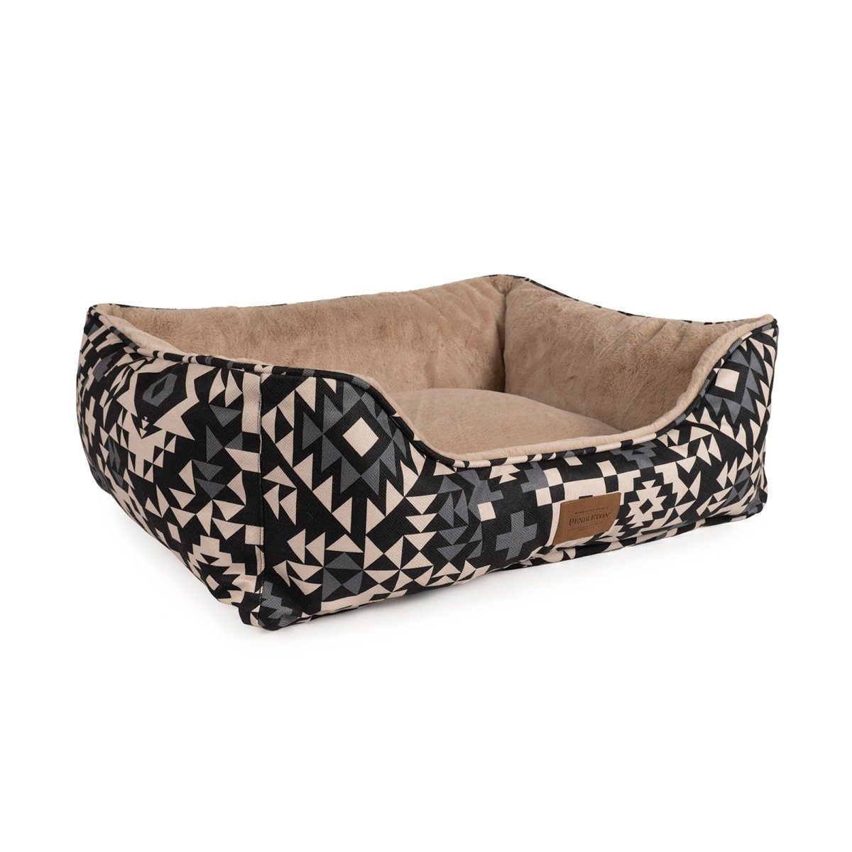 Pendleton Kuddler with Fur | Plush Bolstered Dog Bed with Faux Fur Sleep Surface & Washable Cover