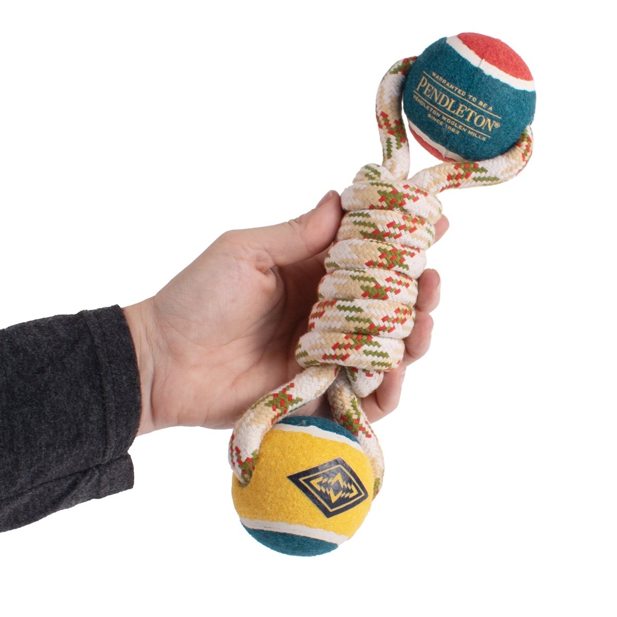 Pendleton Lasso Rope Dog Toy | Durable Tug Rope with Dual Tennis Balls for Fetch & Chew Play