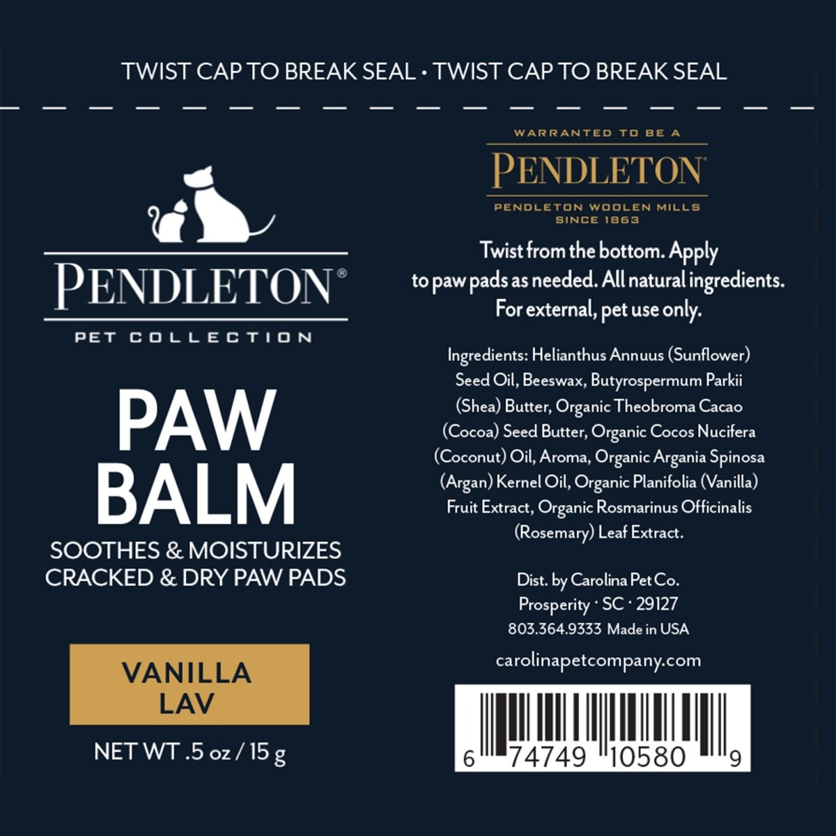 Pendleton Pet Paw Balm | Natural Healing & Moisturizing Balm for Dry, Cracked Dog Paw Pads