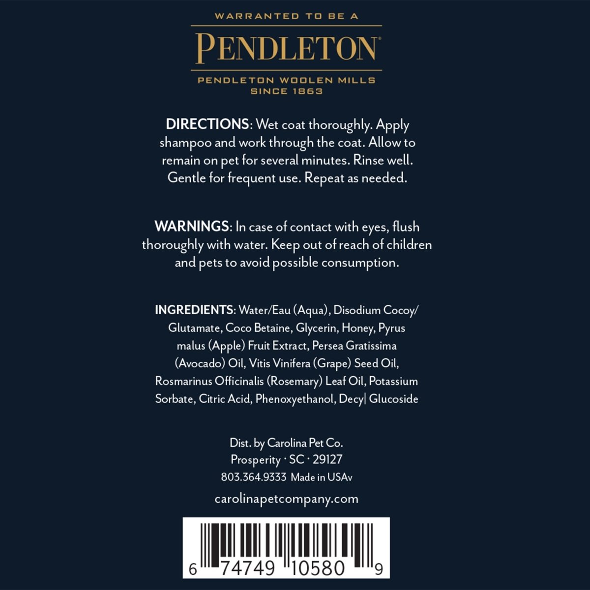 Pendleton Pet Shampoo | Hypoallergenic Aloe & Lavender Formula for Sensitive, Dry or Itchy Skin