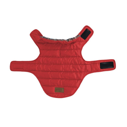 Pendleton Pilot Rock Puffer Dog Coat | Adjustable Warm Polyester Jacket with Leash Access & Suede Patch