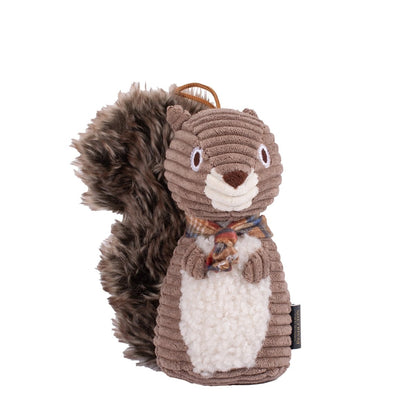 Pendleton Plush Squirrel Dog Toy | Soft Squeaky Plush with Plaid Bandana & Fluffy Tail